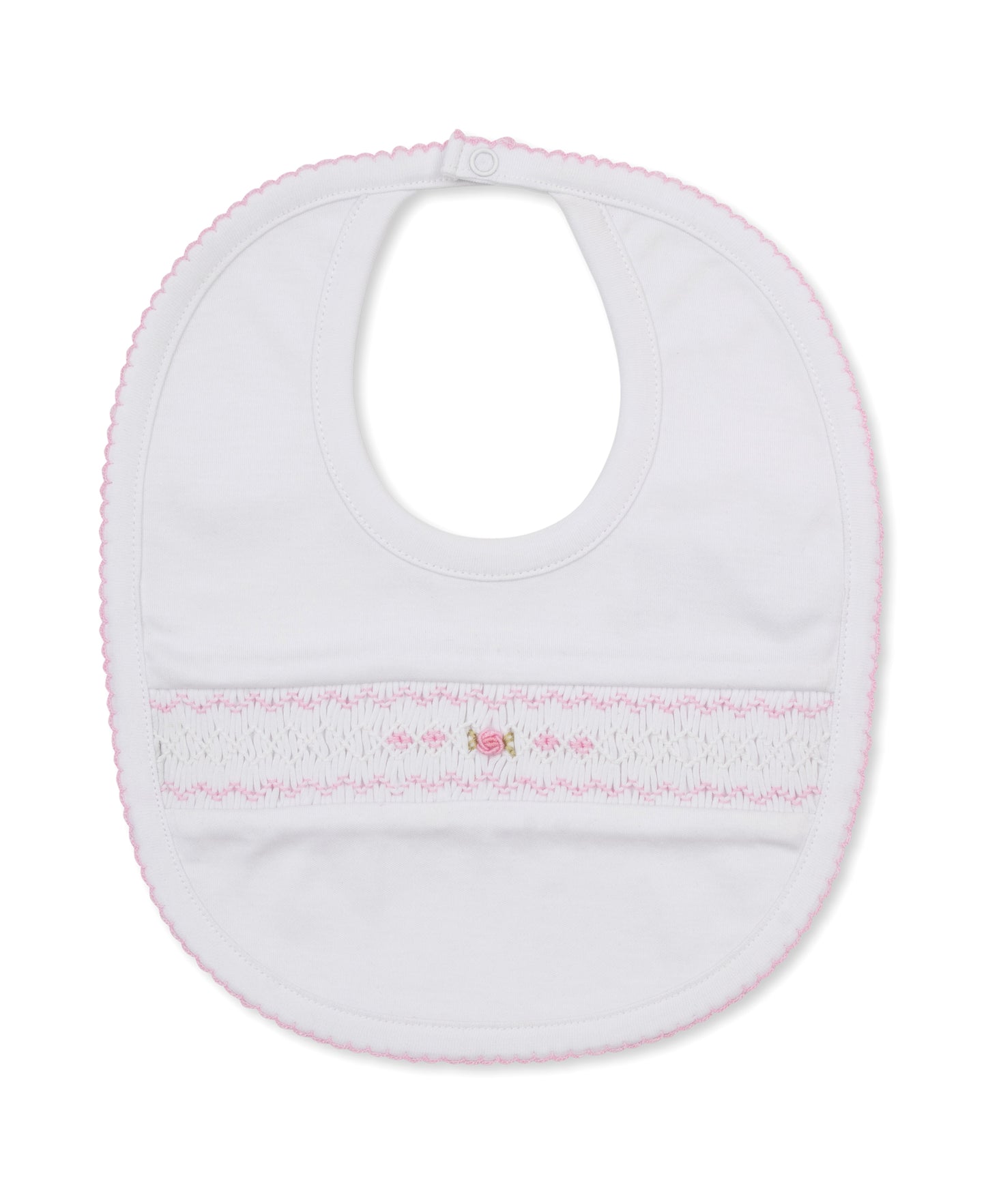 CLB Fall Medley 26 White/Pink Hand Smocked Bib