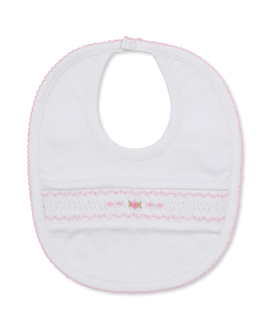 CLB Fall Medley 26 White/Pink Hand Smocked Bib