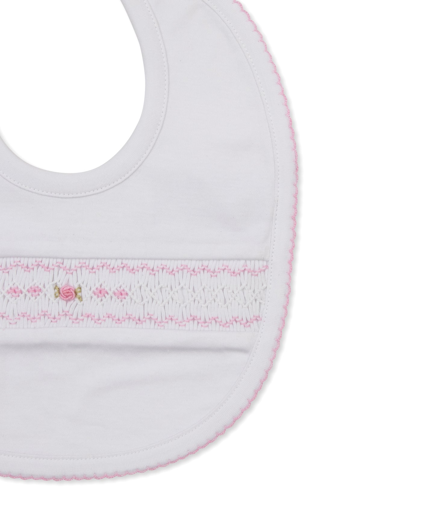 CLB Fall Medley 26 White/Pink Hand Smocked Bib