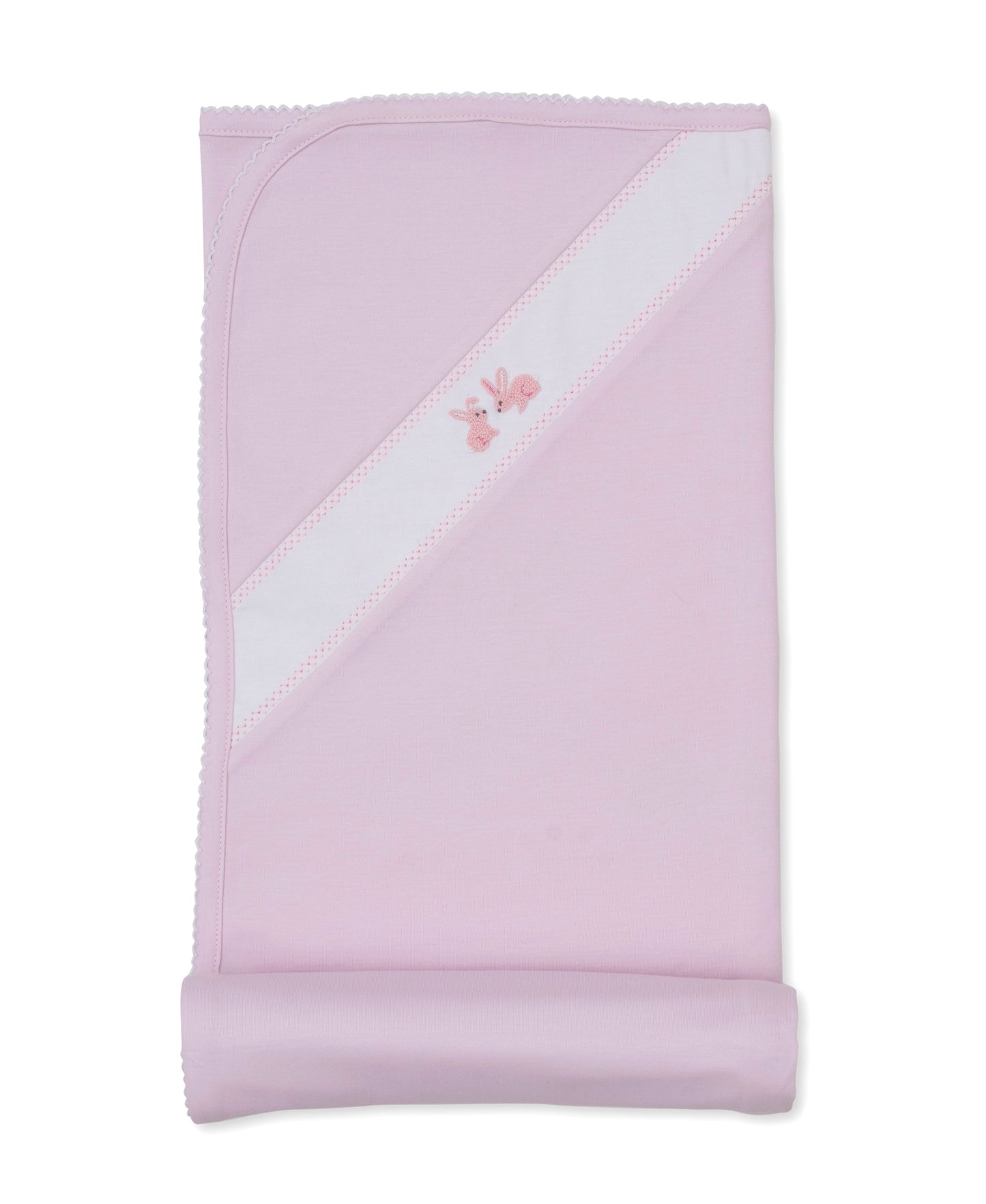 Premier Springtime Bunny Fun Pink Hand Emb. Blanket