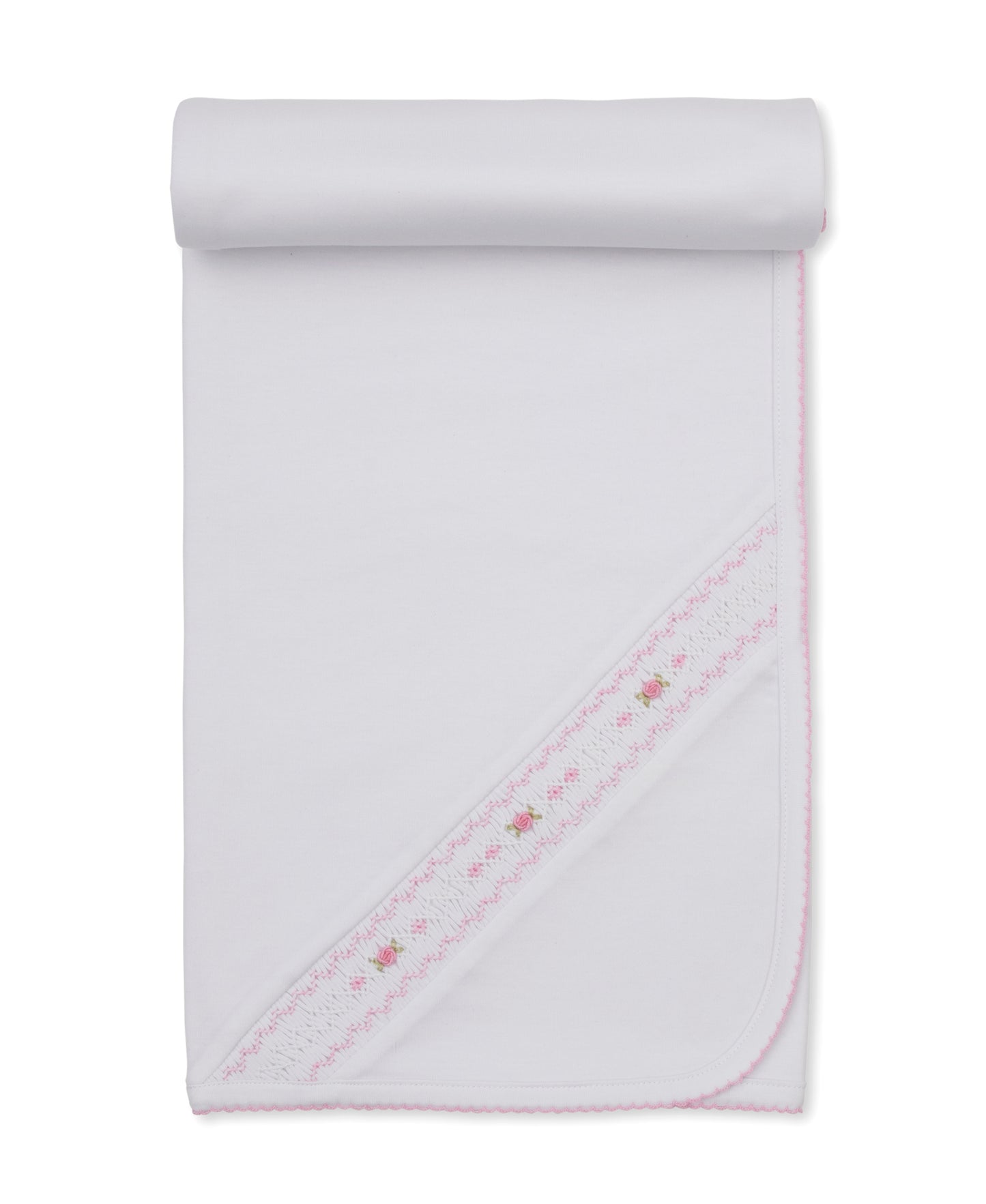 CLB Fall 26 White/Pink Hand Smocked Blanket