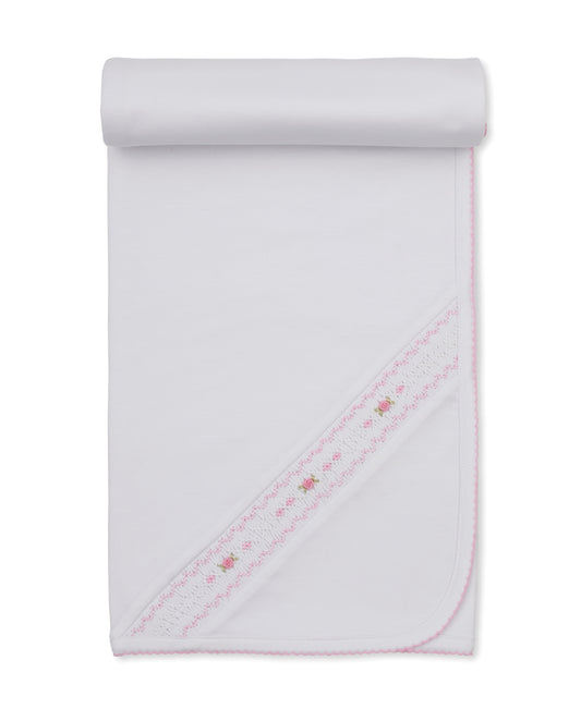 CLB Fall 26 White/Pink Hand Smocked Blanket