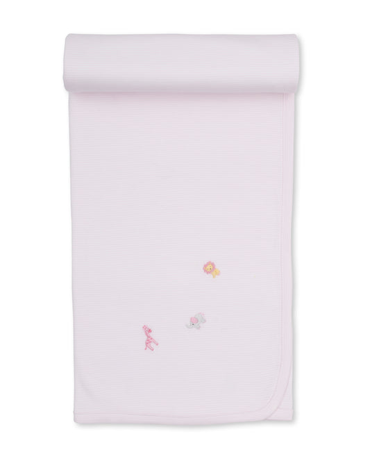 SCE Jungle Hang Out Pink Hand Emb. Stripe Blanket
