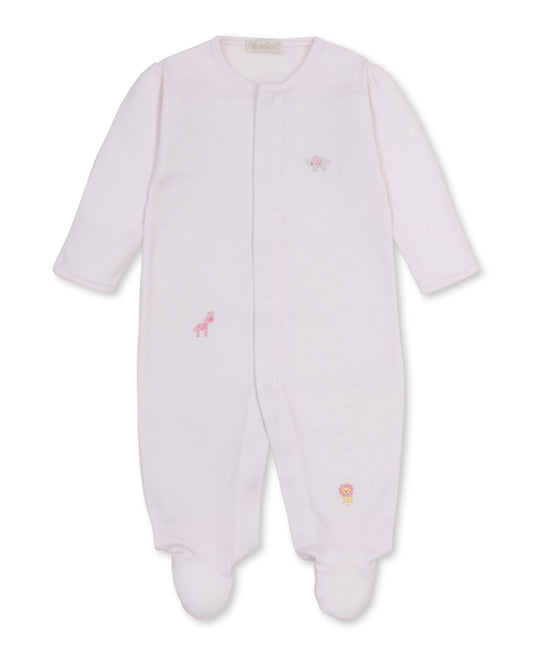 SCE Jungle Hang Out Pink Hand Emb. Stripe Footie