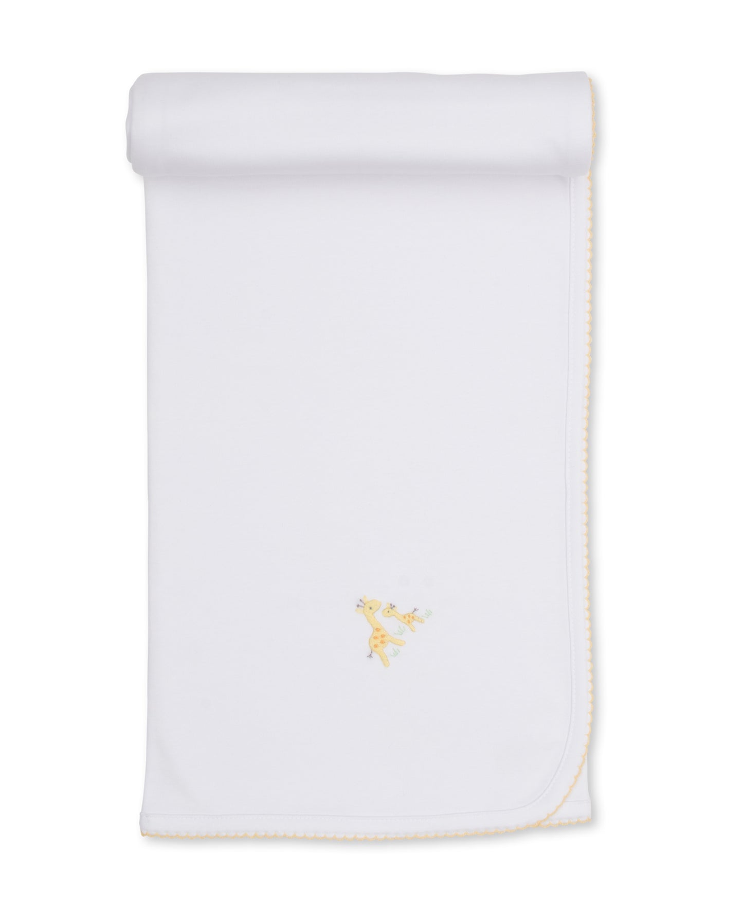 Premier Giraffe Love White/Yellow Hand Emb. Blanket