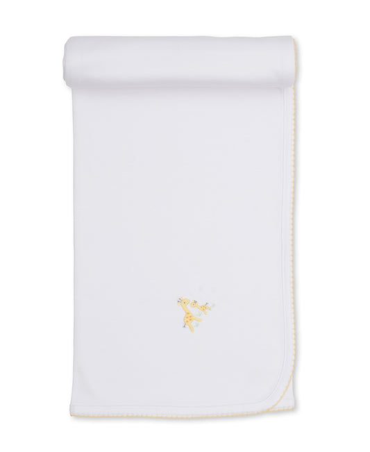 Premier Giraffe Love White/Yellow Hand Emb. Blanket