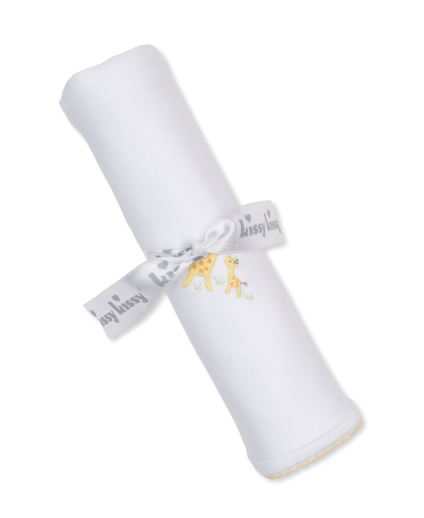 Premier Giraffe Love White/Yellow Hand Emb. Blanket