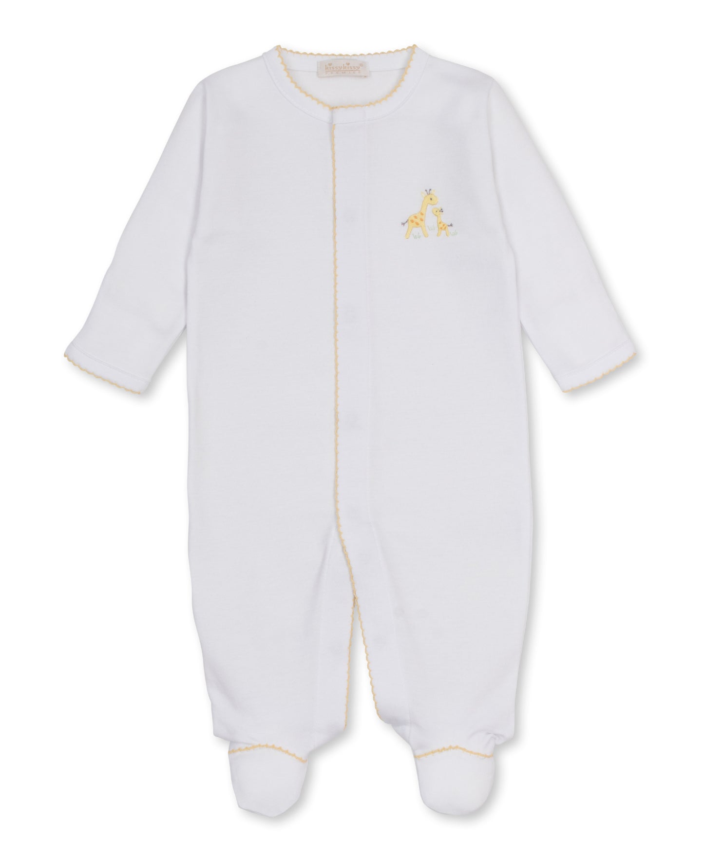 Premier Giraffe Love White/Yellow Hand Emb. Footie