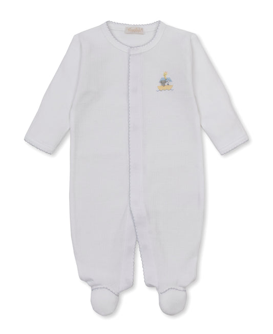 Premier Noah's Ark White/Silver Hand Emb. Footie