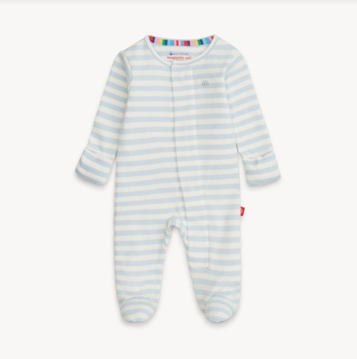 Blue Stripe Organic Cotton Footie