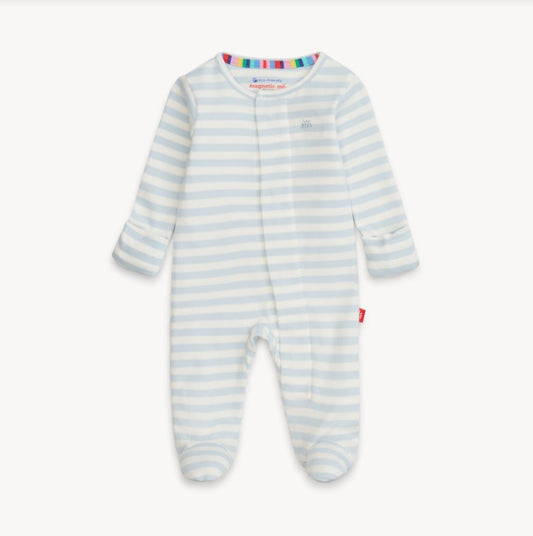Blue Stripe Organic Cotton Footie
