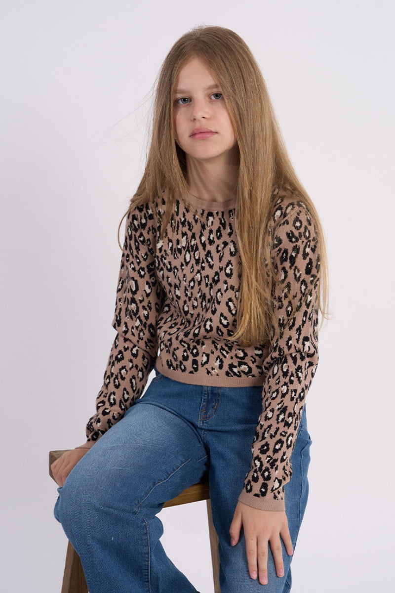 Leopard Knit Top