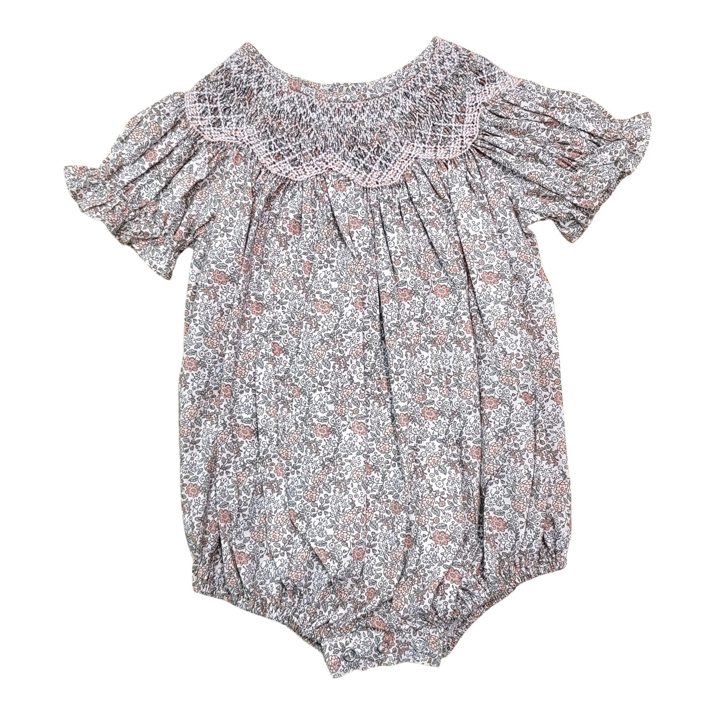 Sabrina Printed Flower Smocked Bubble