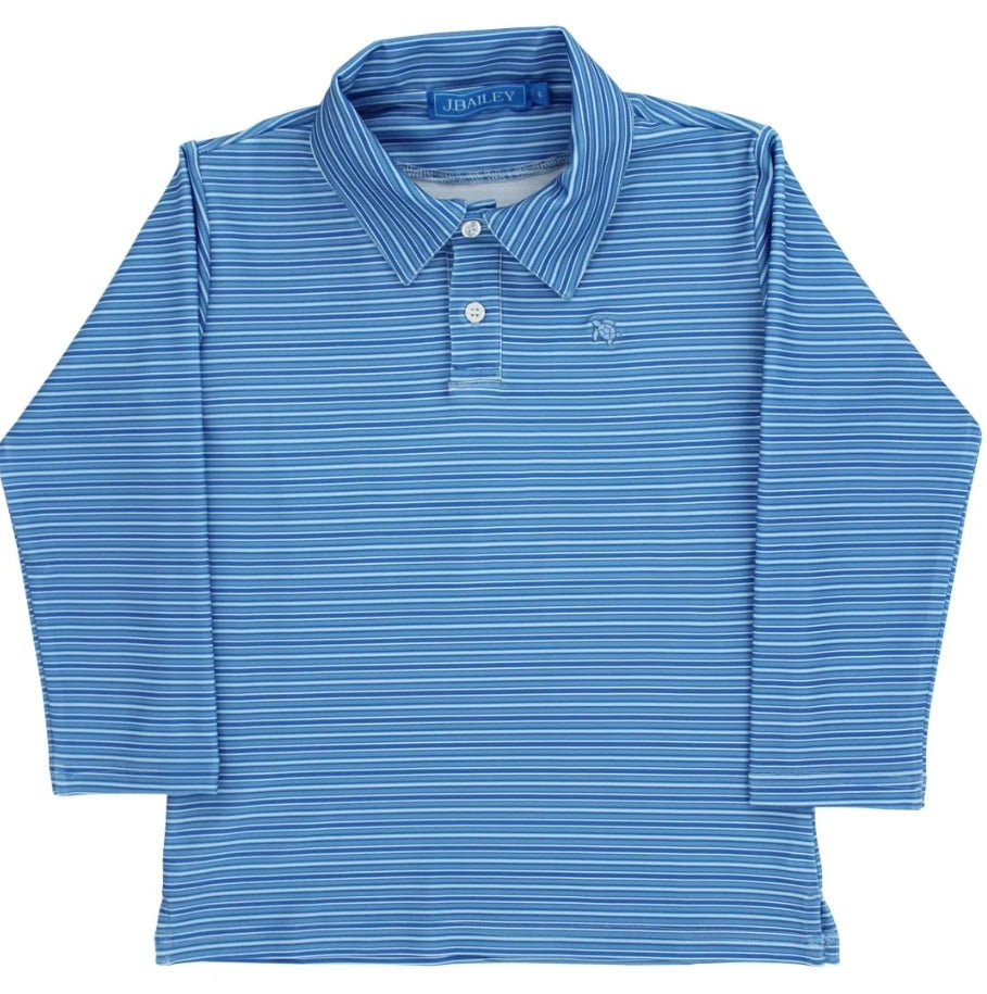 Performance Harry Long Sleeve Polo - Atlantic Blue