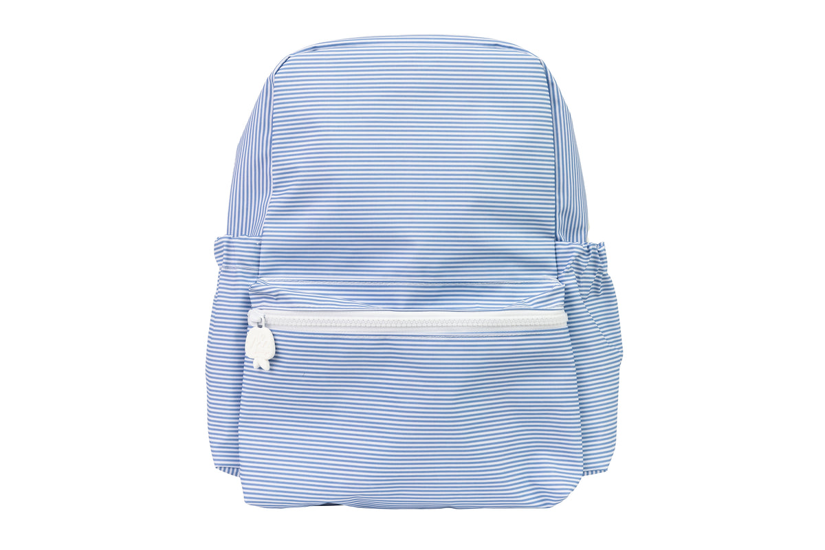 The Large Backpack-Navy Mini Stripe