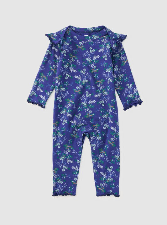 Ruffle Shoulder Baby Romper-Scottish Floral