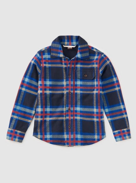 French Terry Plaid Shacket-Windsor Hearth Plaid