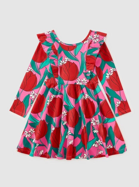 Ruffle Shoulder Ballet Dress-Tulip Twist
