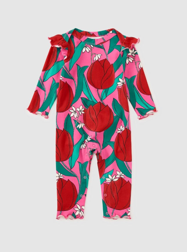 Ruffle Shoulder Baby Romper-Tulip Twist